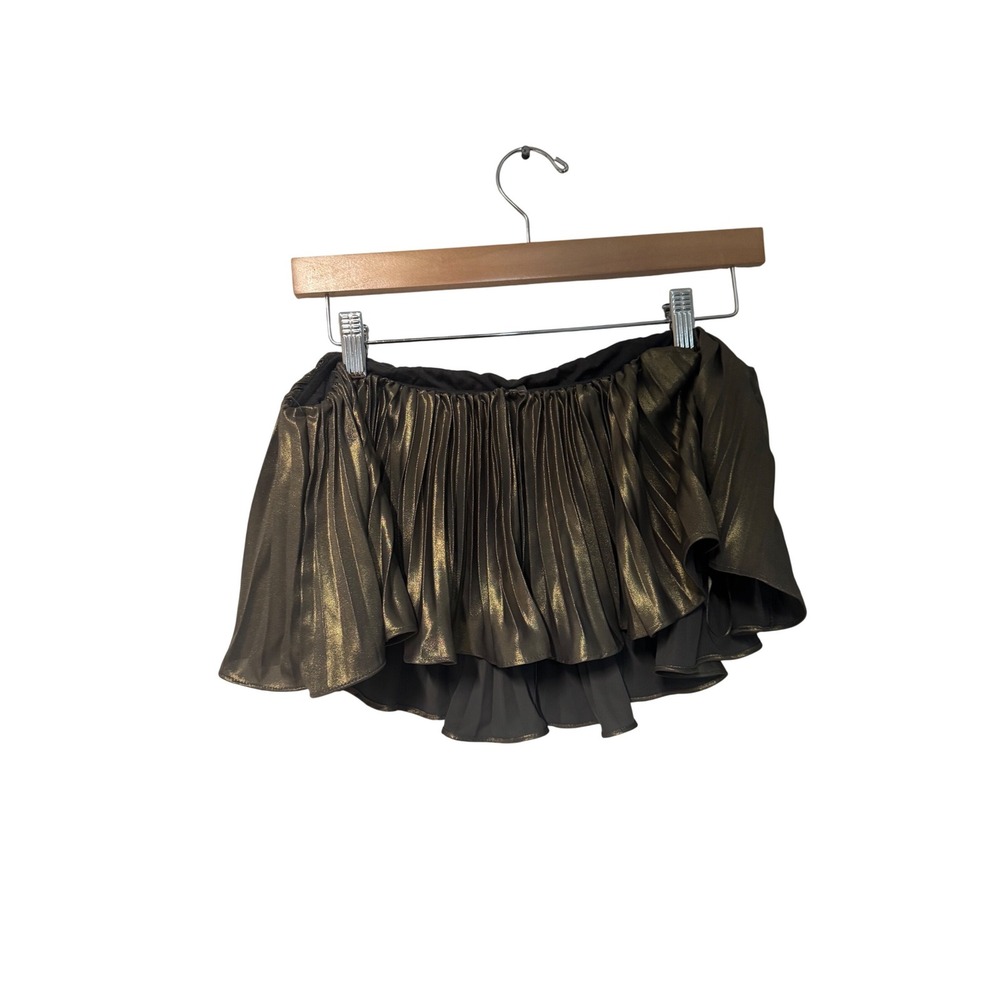 Anthropologie Gold Metallic Pleated Strapless Ruffle Crop Top Size 6 NWT - Picture 3 of 9